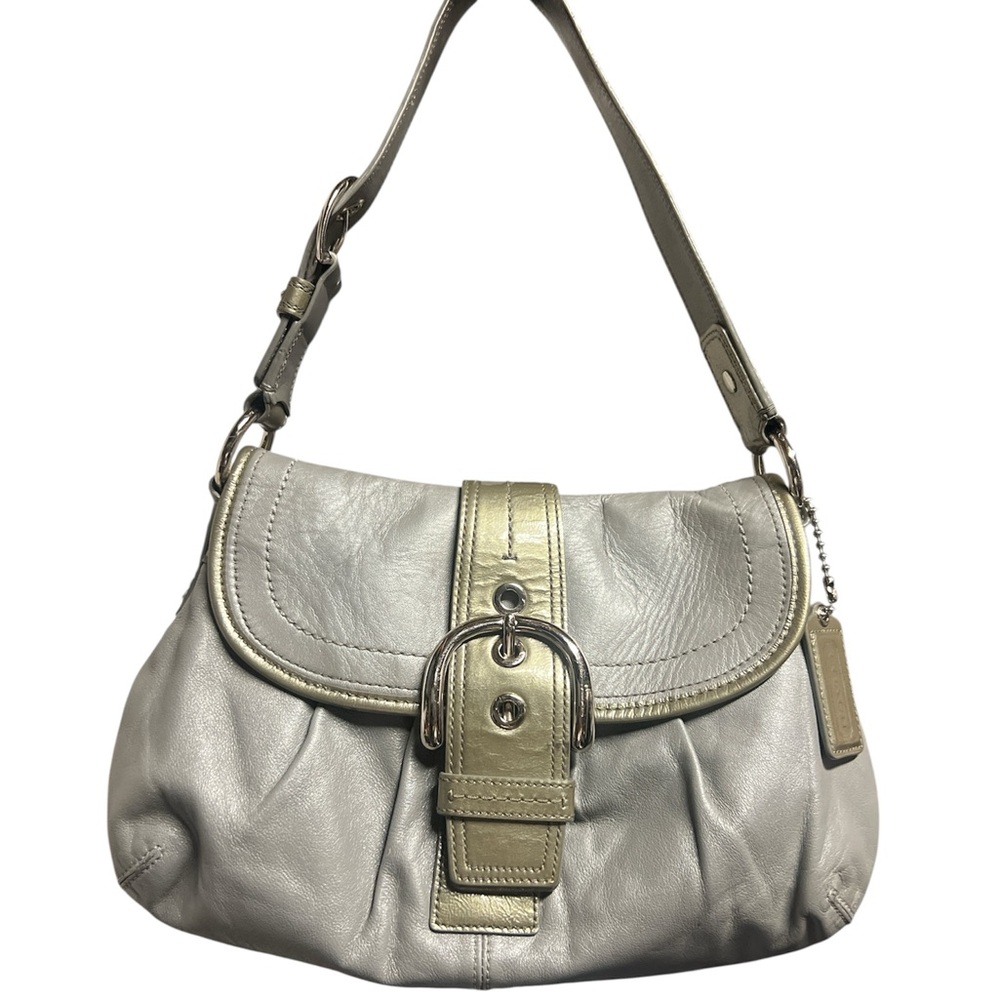 Coach Grey Leather Medium Soho Buckle Flap Purse F15204
